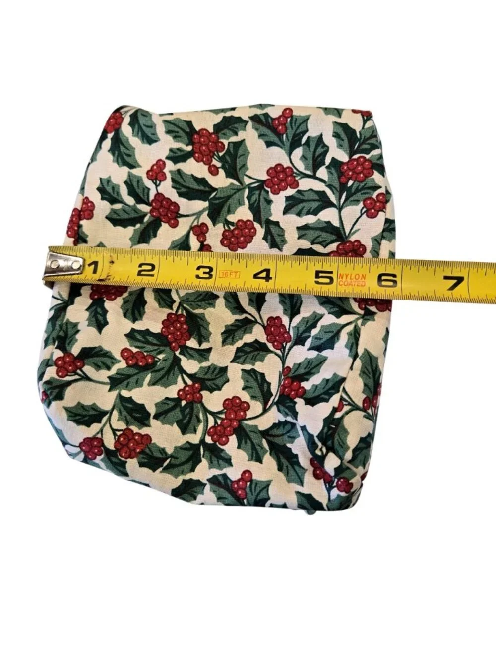 Longaberger Traditional Holly Christmas 100% Cotton Square Fabric Basket Liner